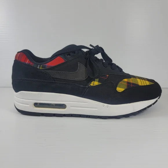 Nike Air Max 1 SE Tartan Women's Sneakers Size 8 Black Plaid Shoes Rare Used - Picture 3 of 11